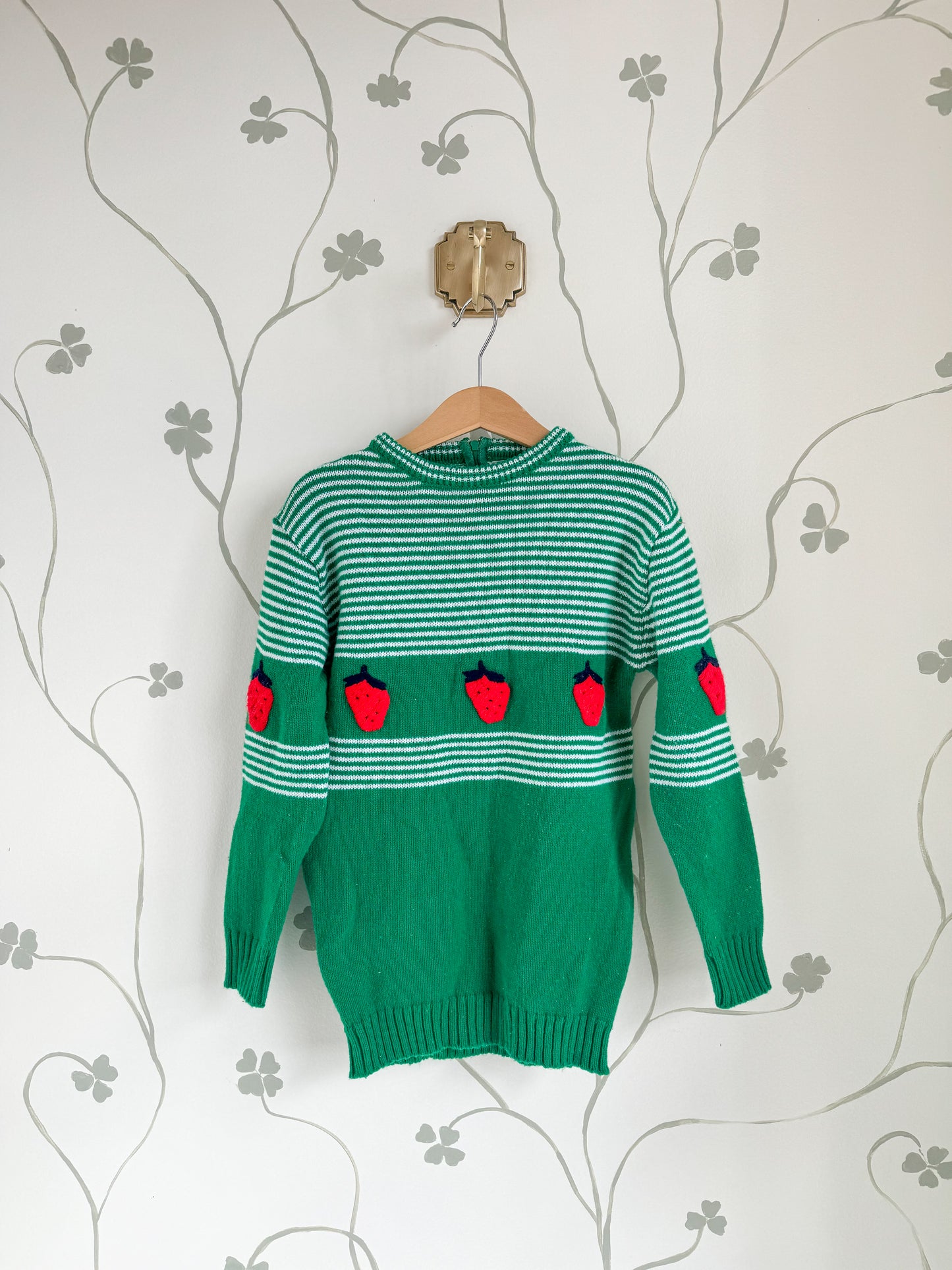 Vintage 1950's Green Strawberry Sweater