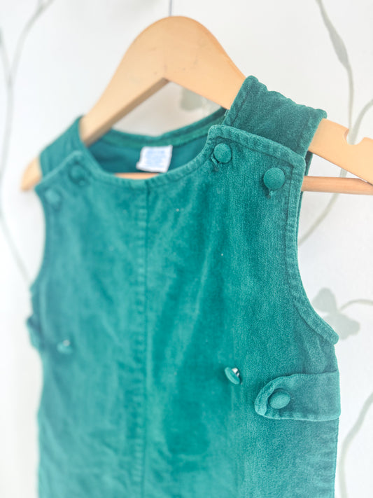 Vintage Alyssa Velour Green Romper - 12-18 Months