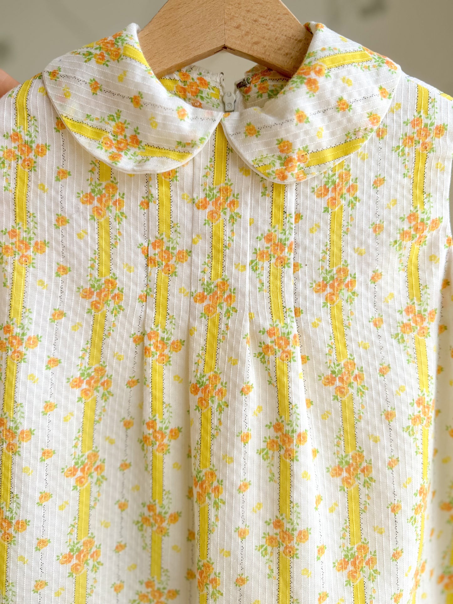 Vintage Handmade 1960s yellow floral dress - 4 years