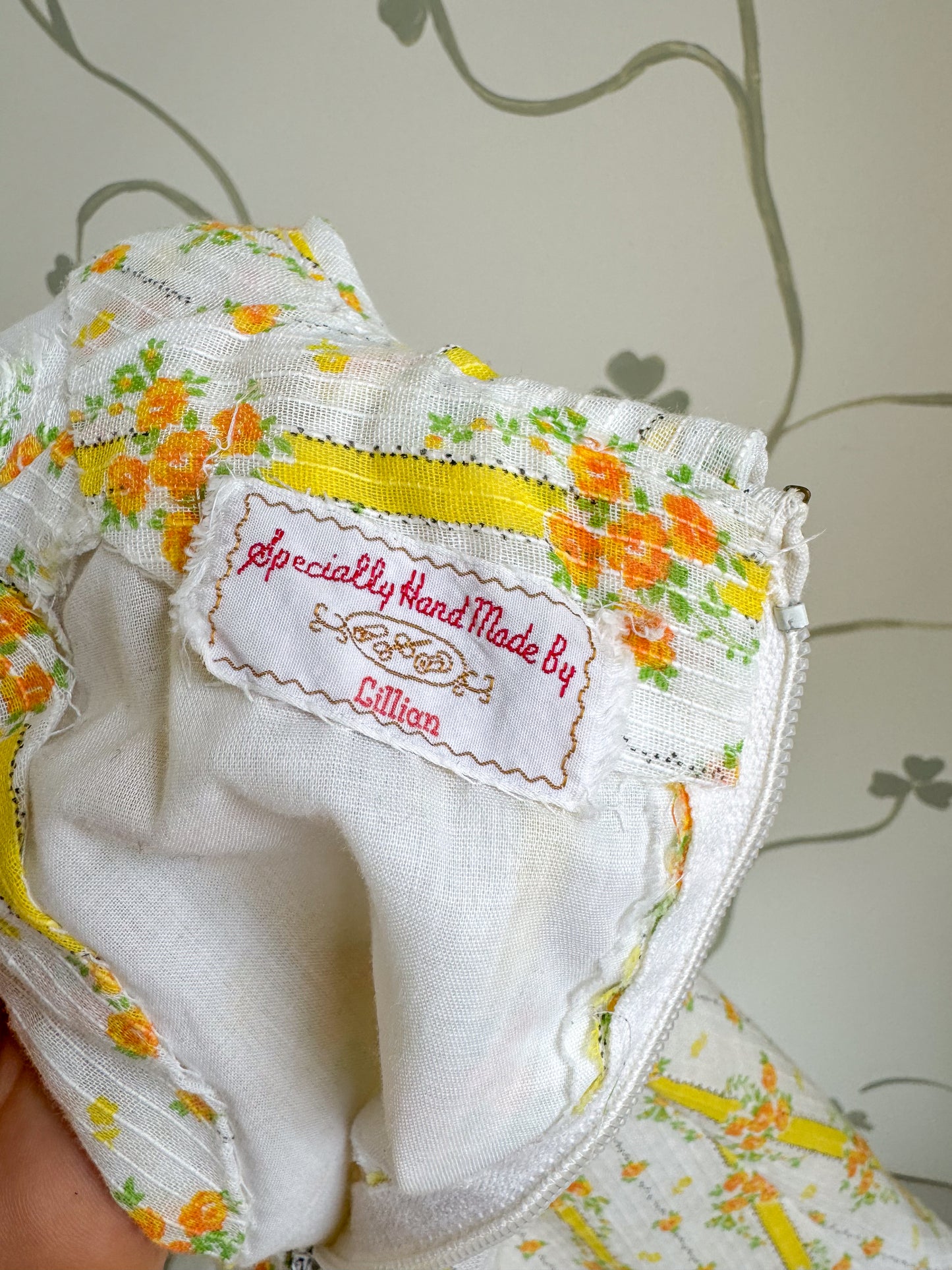 Vintage Handmade 1960s yellow floral dress - 4 years