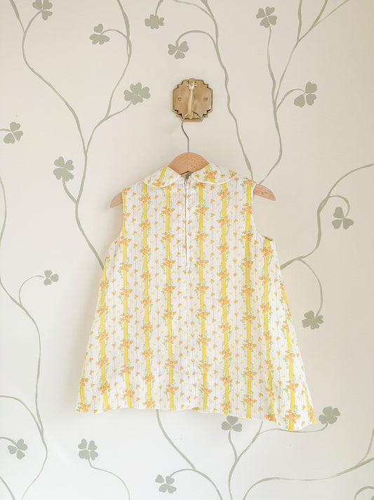 Vintage Handmade 1960s yellow floral dress - 4 years