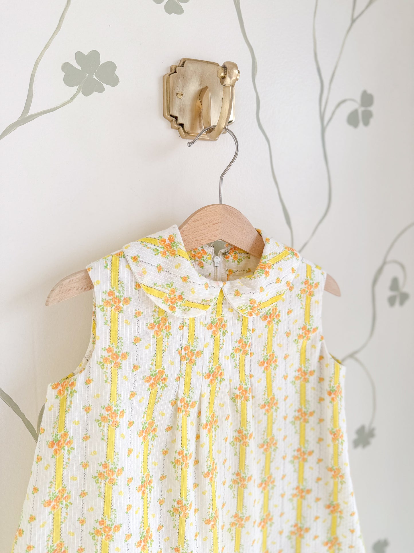 Vintage Handmade 1960s yellow floral dress - 4 years