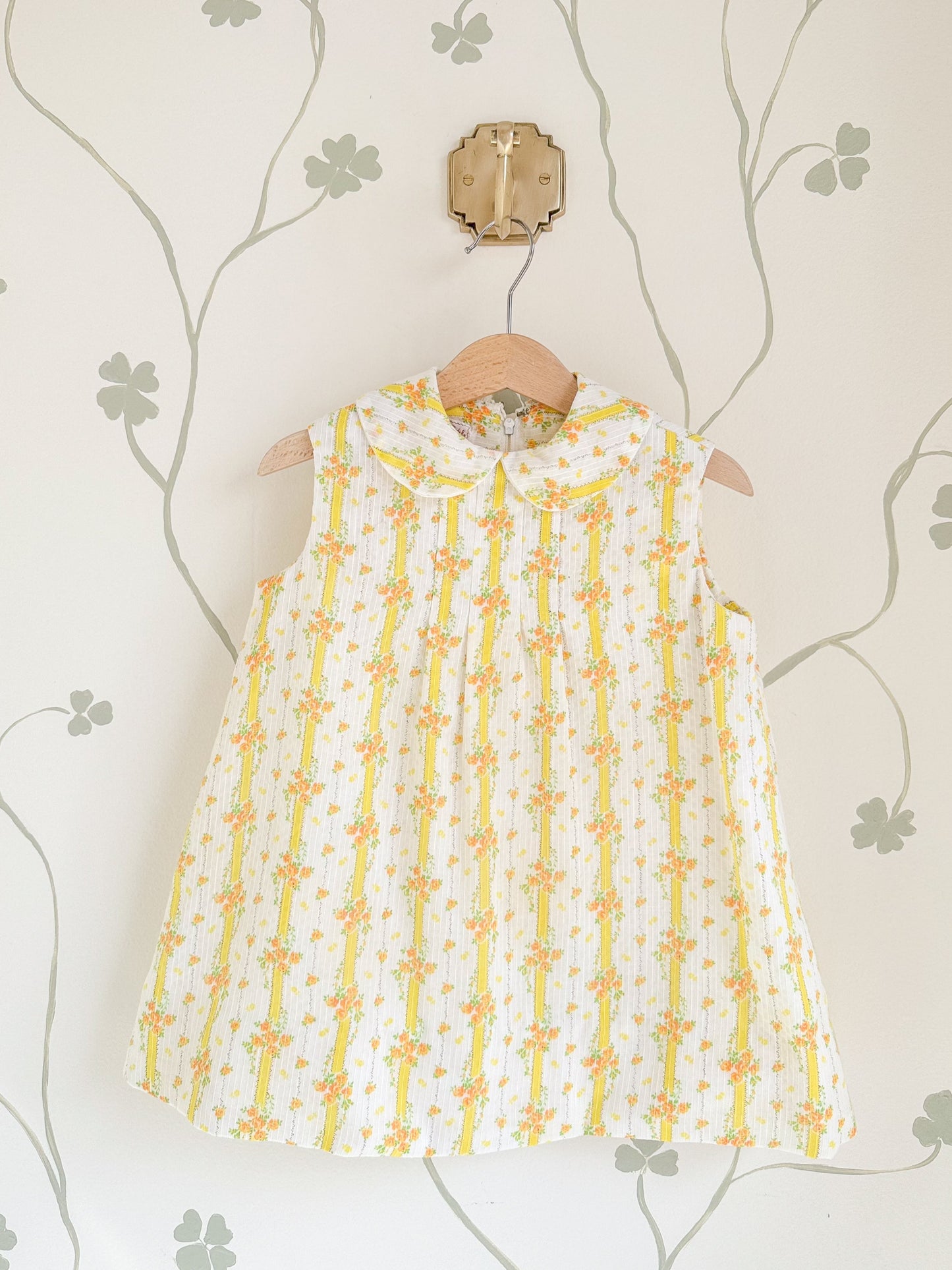 Vintage Handmade 1960s yellow floral dress - 4 years