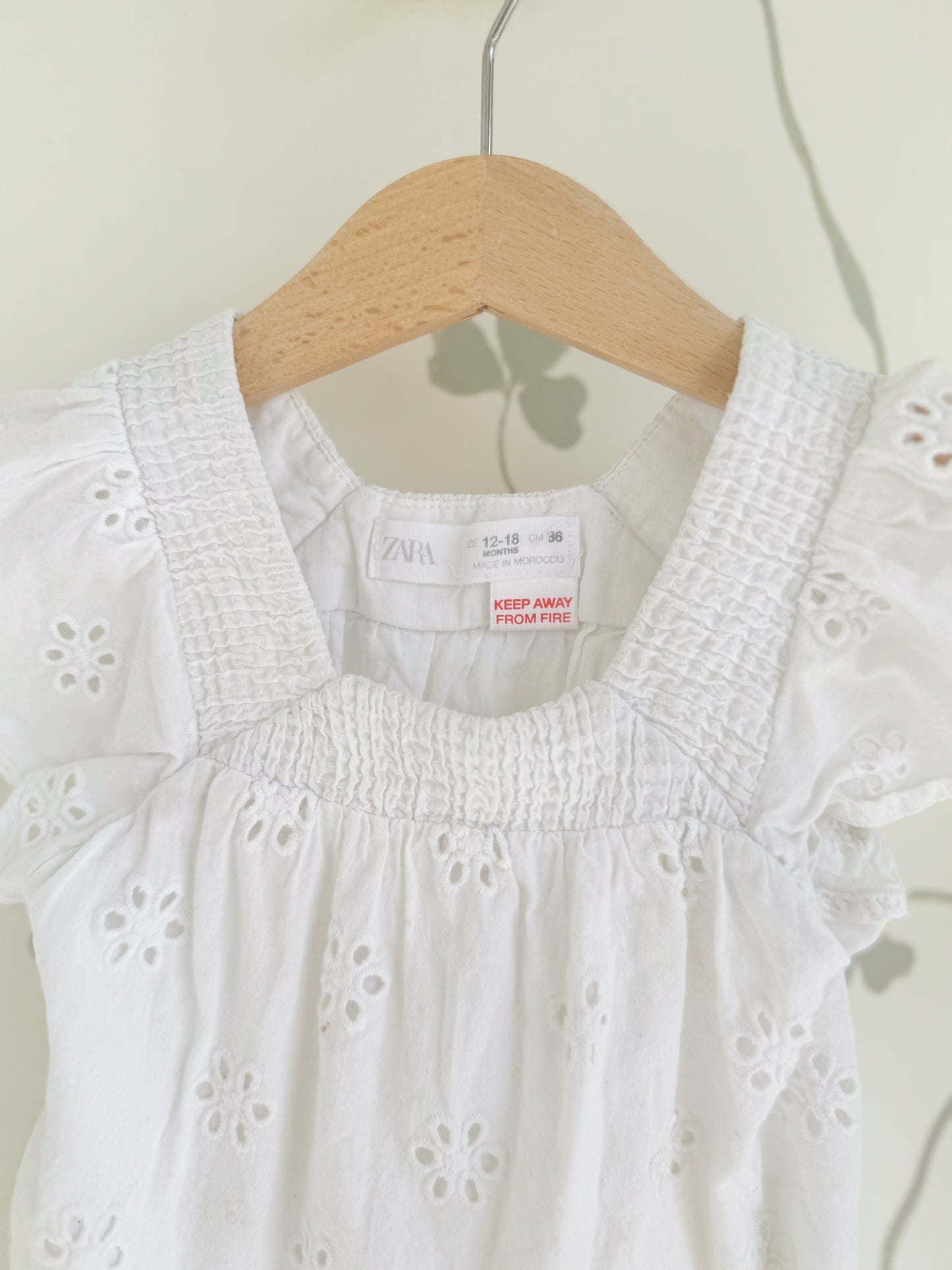 Zara Kids White Eyelet Top - 18 Months