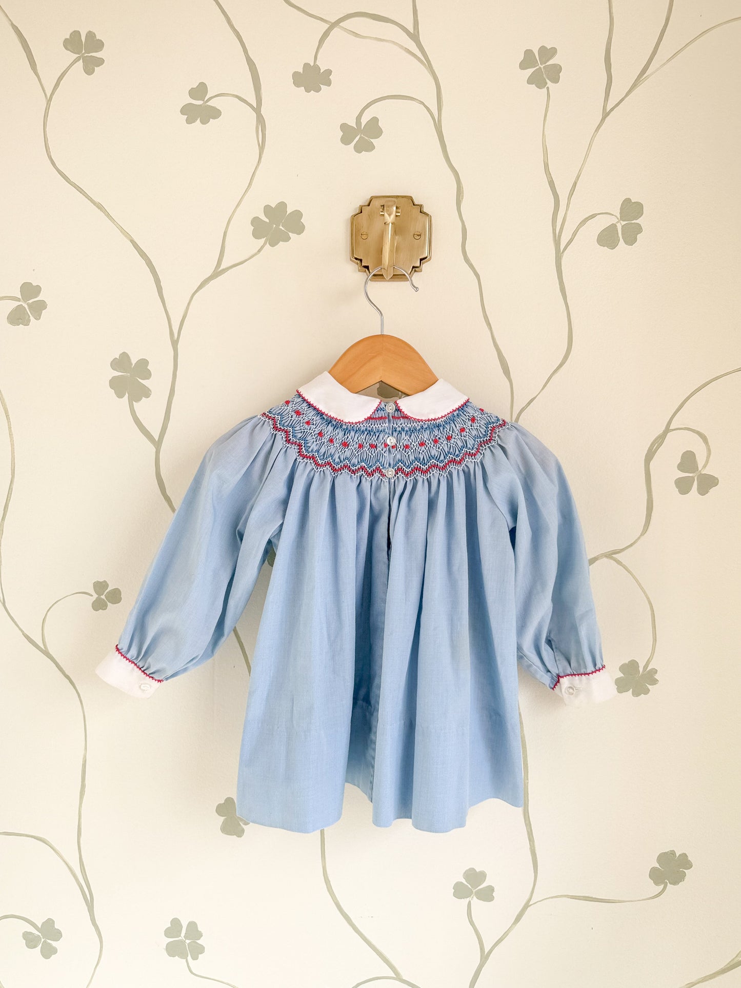 Vintage Light Blue Smocked Swing Dress - 18-24M