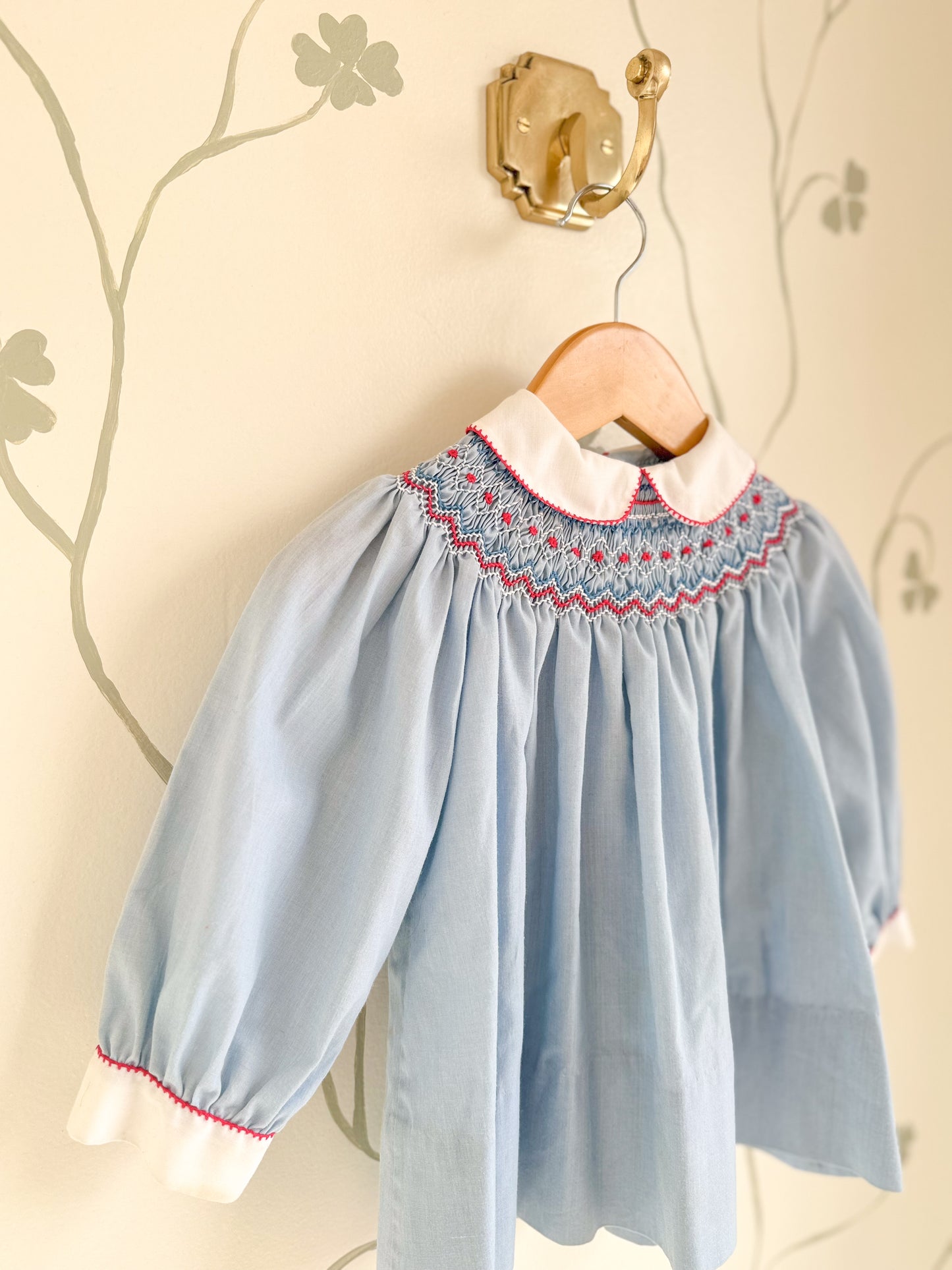 Vintage Light Blue Smocked Swing Dress - 18-24M