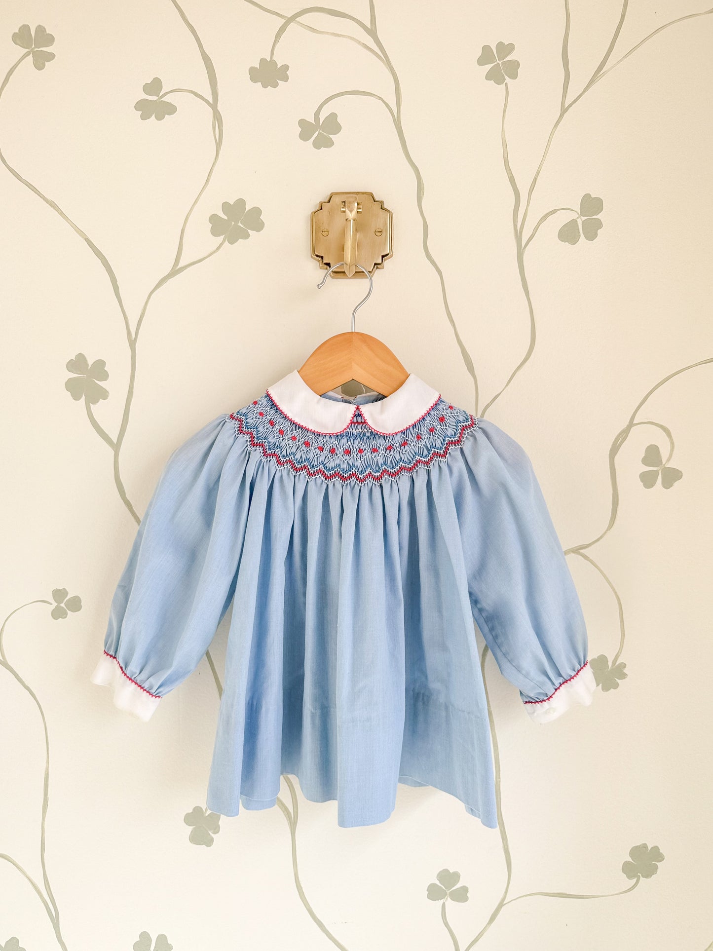 Vintage Light Blue Smocked Swing Dress - 18-24M