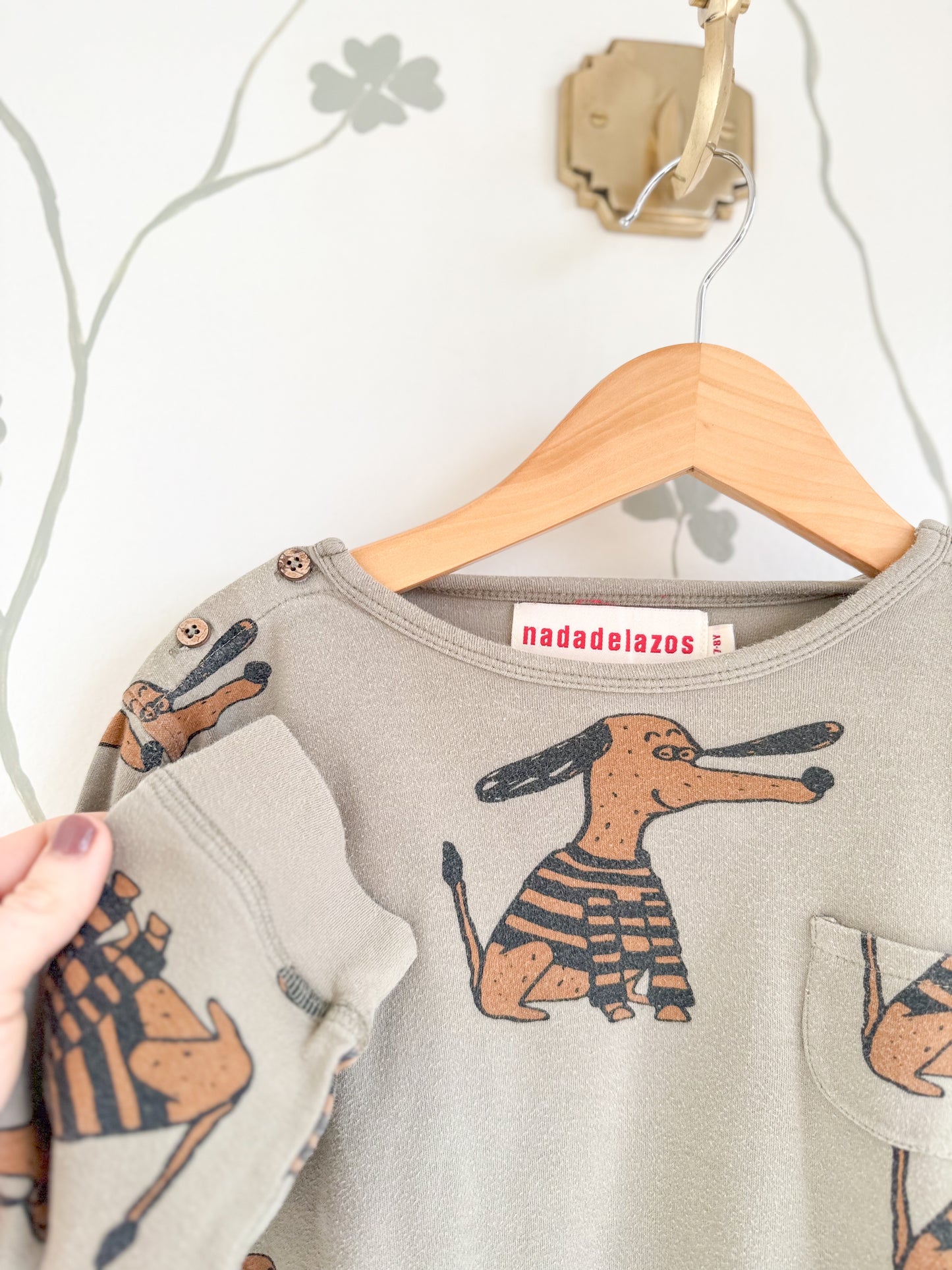 Nadadelazos L/S Bobby Dog print Boxy T-Shirt - 5/6 Years