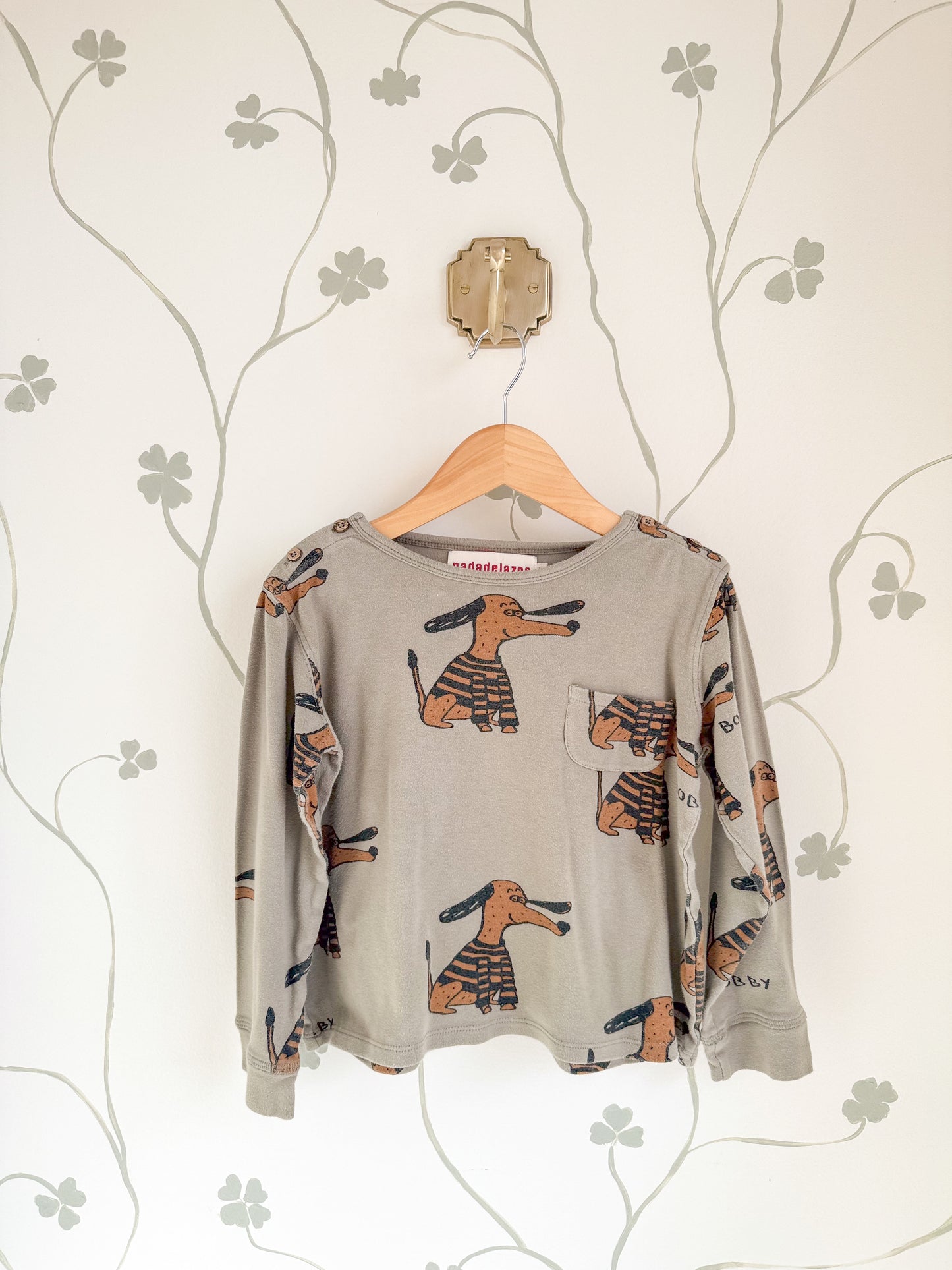 Nadadelazos L/S Bobby Dog print Boxy T-Shirt - 5/6 Years