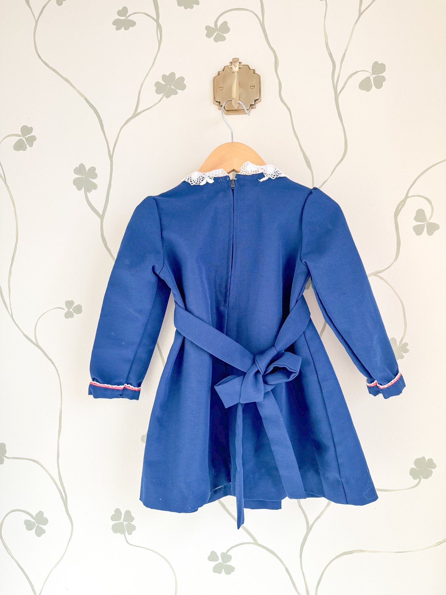 Vintage Tulip Pleated Navy Dress - Size 4