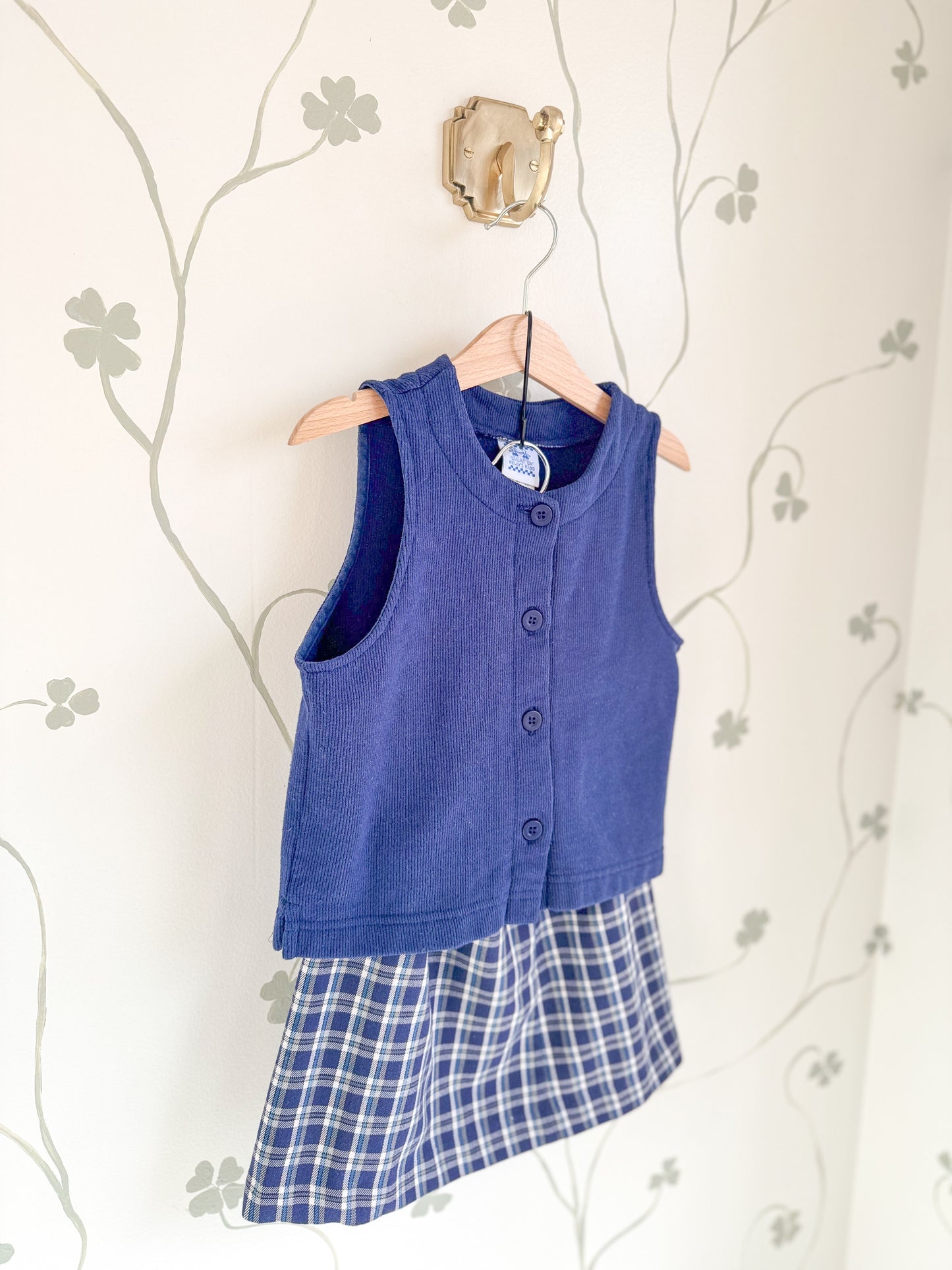 Vintage Kelly's Kids Vest and Plaid Skirt Set - 5-6 Years
