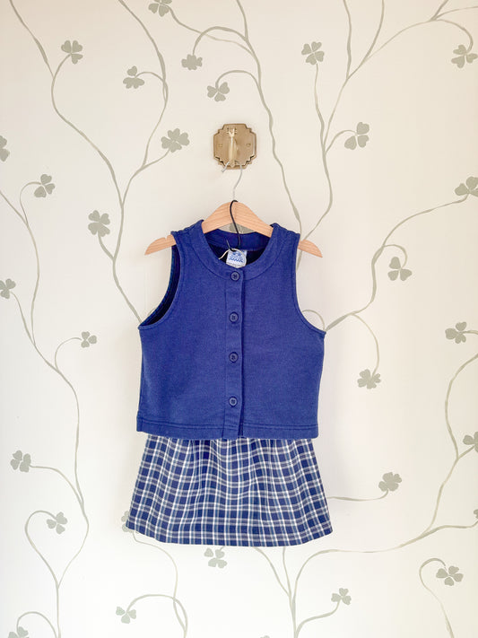 Vintage Kelly's Kids Vest and Plaid Skirt Set - 5-6 Years