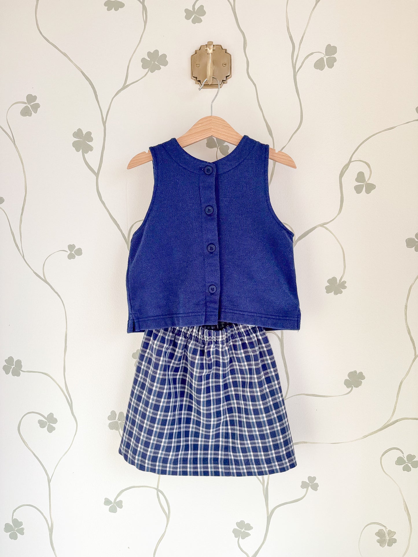 Vintage Kelly's Kids Vest and Plaid Skirt Set - 5-6 Years