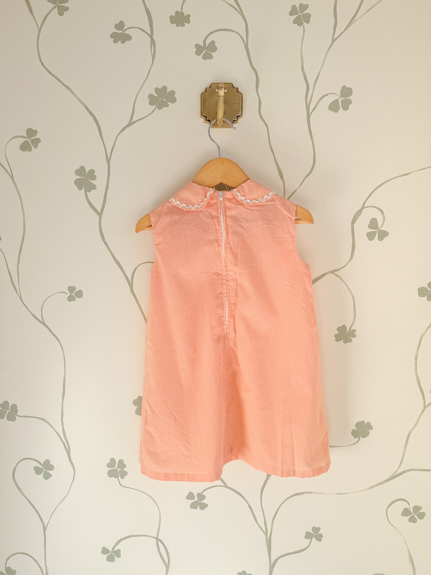 Vintage Handmade 1960's Peach Swiss Dot Dress/Tunic - 2-4 years+