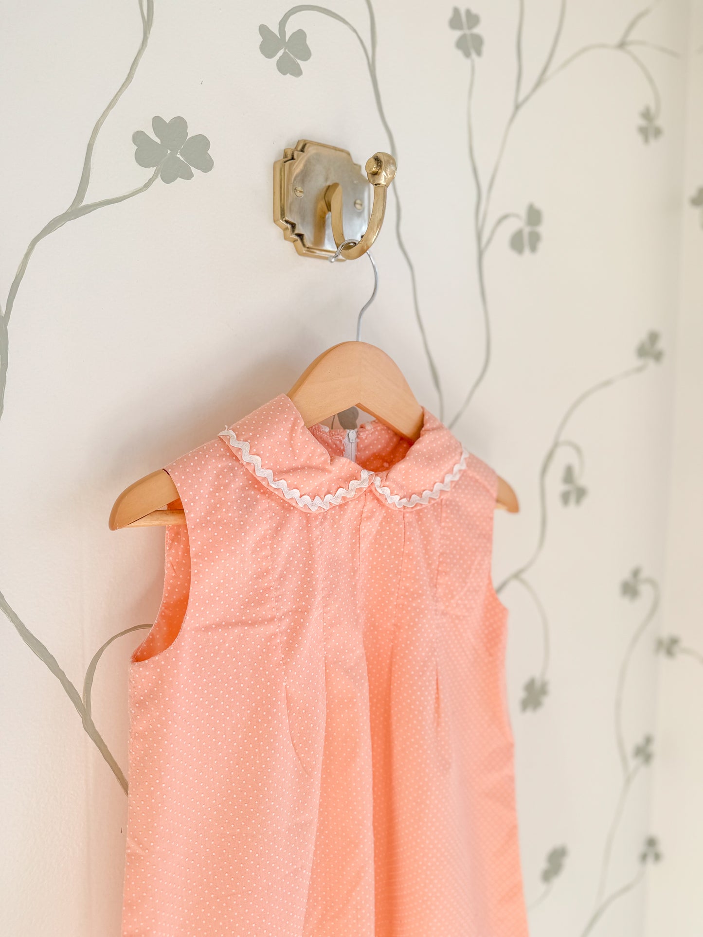 Vintage Handmade 1960's Peach Swiss Dot Dress/Tunic - 2-4 years+