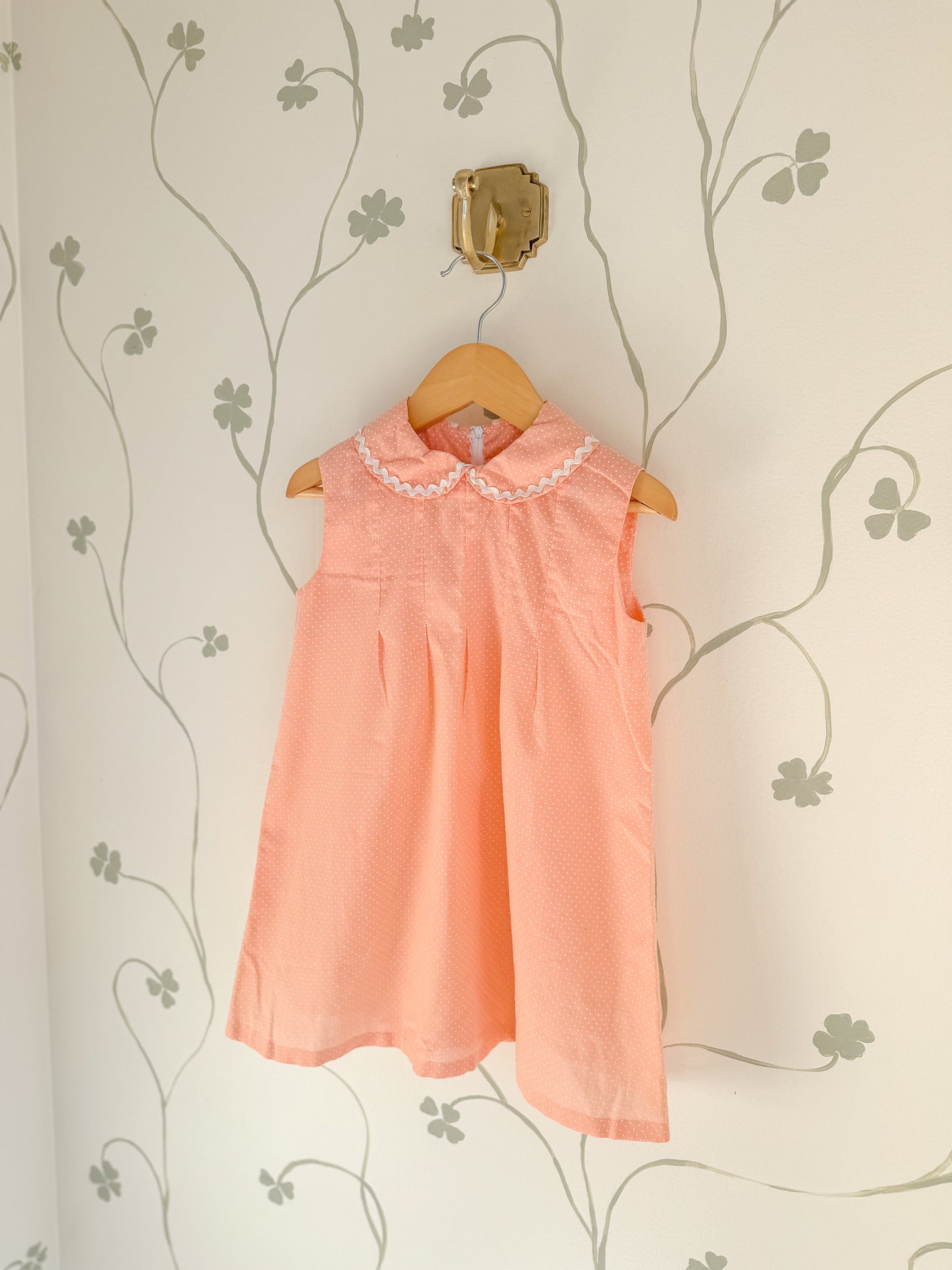 Vintage Handmade 1960's Peach Swiss Dot Dress/Tunic - 2-4 years+