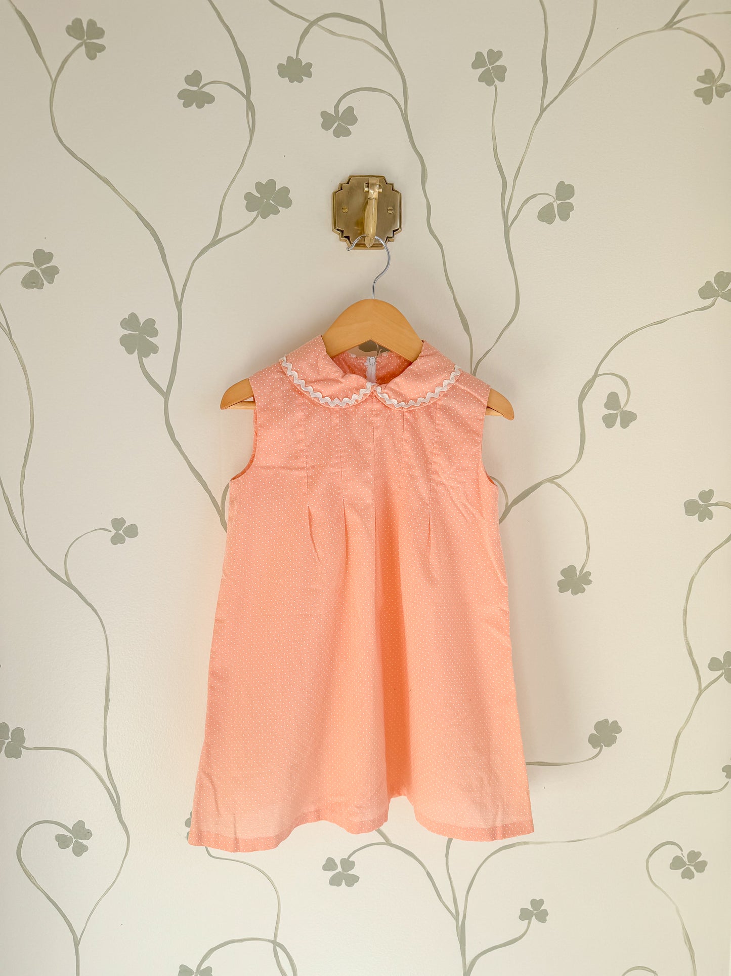 Vintage Handmade 1960's Peach Swiss Dot Dress/Tunic - 2-4 years+