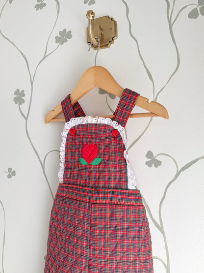 Vintage Healthtex - Quilted Heart Plaid Overalls - Size 4/5 Years