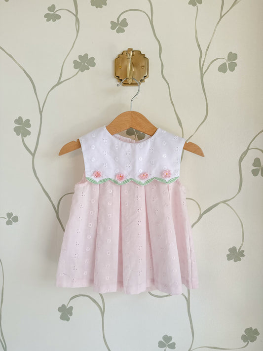 Vintage Pink Eyelet Dress - 6-12 Months