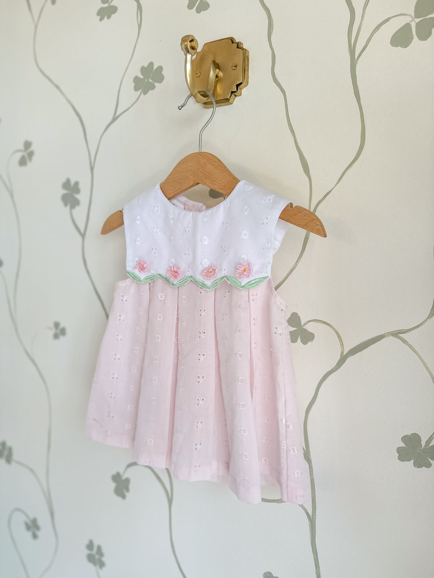 Vintage Pink Eyelet Dress - 6-12 Months
