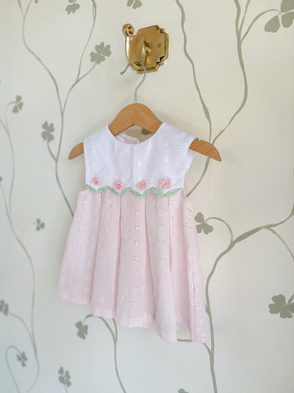 Vintage Pink Eyelet Dress - 6-12 Months