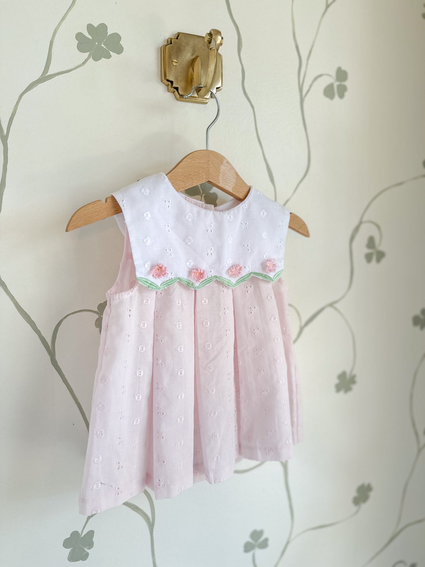 Vintage Pink Eyelet Dress - 6-12 Months