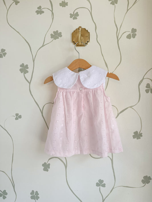 Vintage Pink Eyelet Dress - 6-12 Months