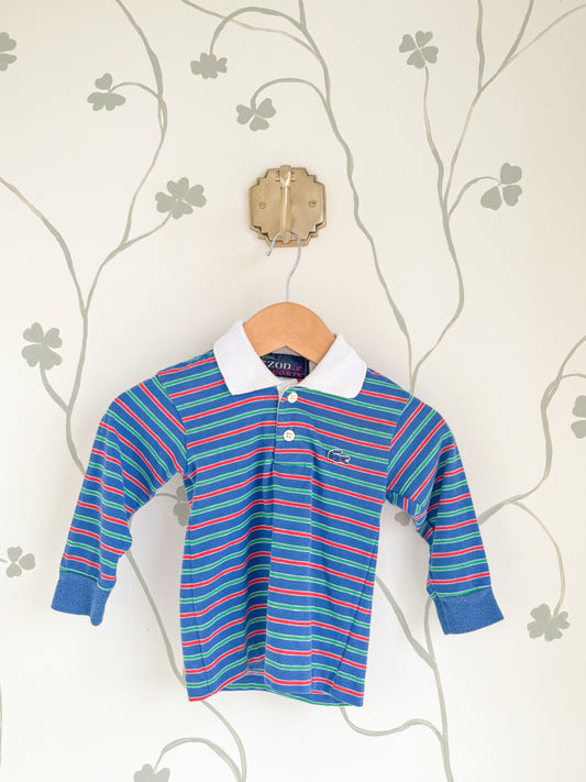 Vintage Izod - Blue Striped L/S Polo