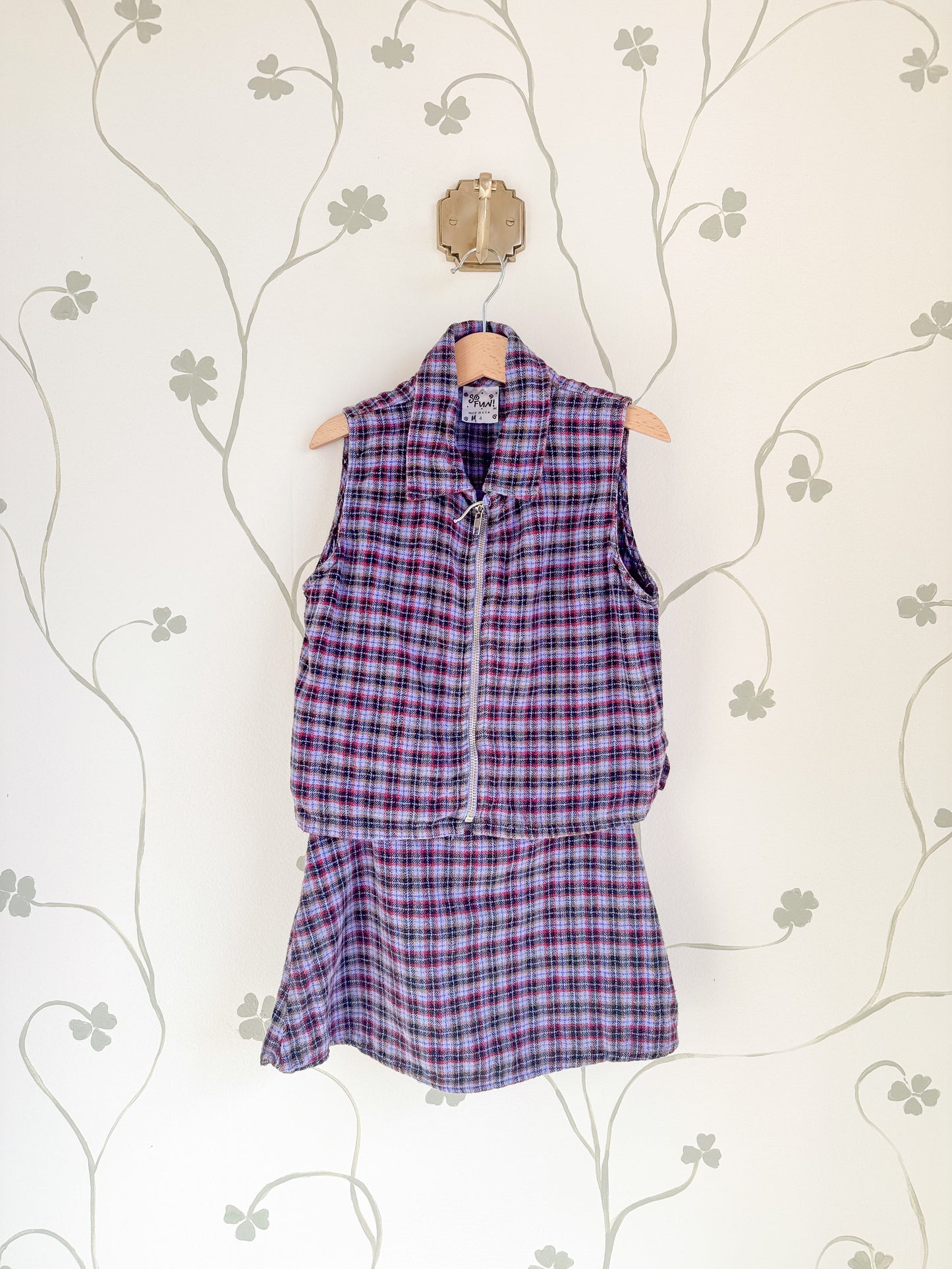 Vintage Plaid Vest and Skirt Set - Size 4
