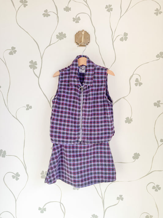 Vintage Plaid Vest and Skirt Set - Size 4