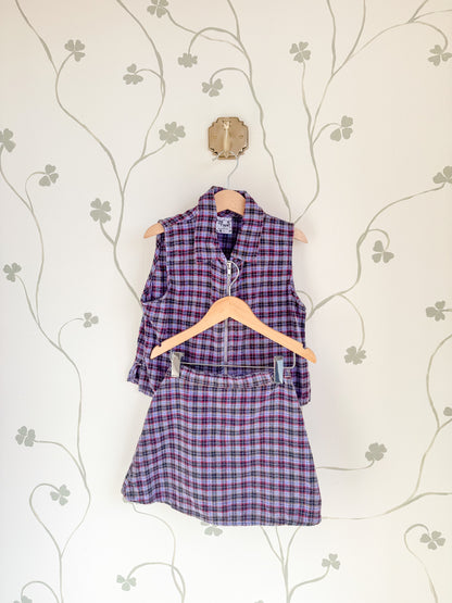 Vintage Plaid Vest and Skirt Set - Size 4