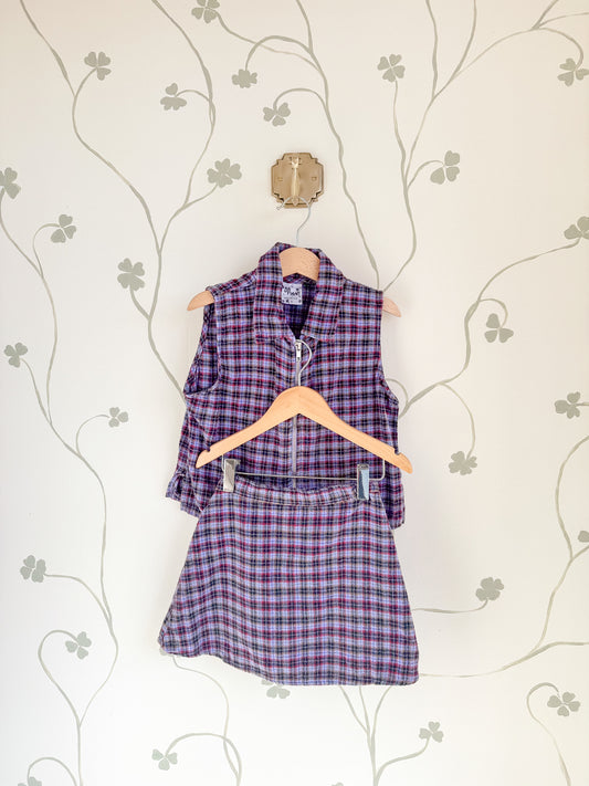 Vintage Plaid Vest and Skirt Set - Size 4