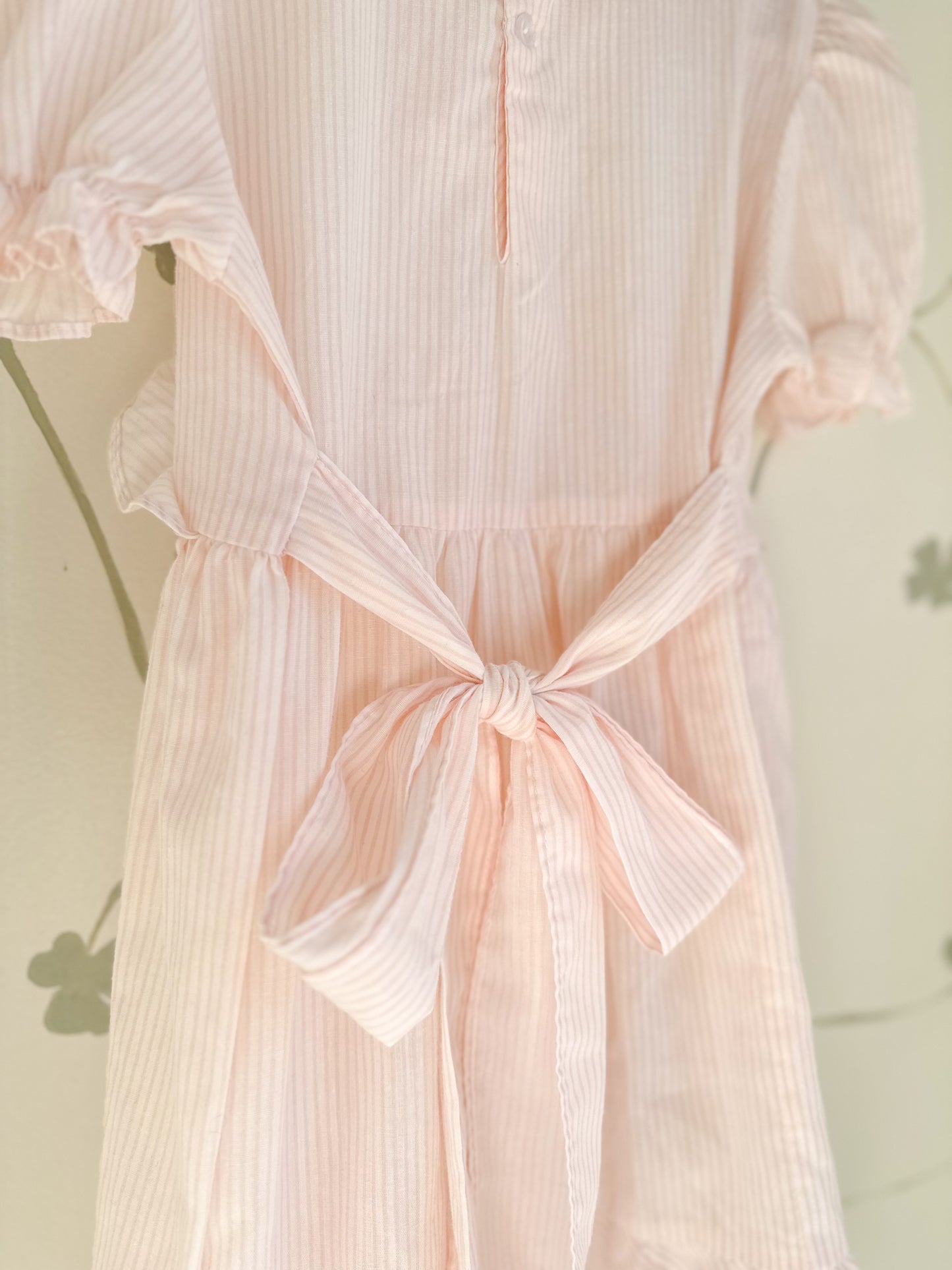 Vintage Pink Stripe & Lace Dress - Size 6