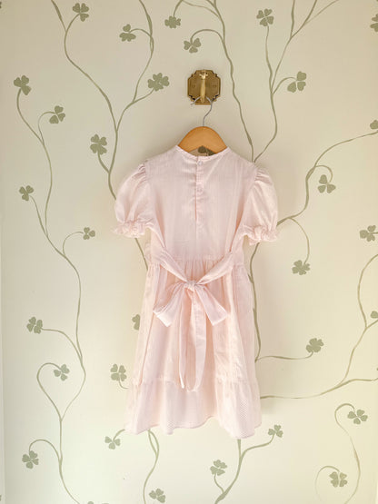 Vintage Pink Stripe & Lace Dress - Size 6