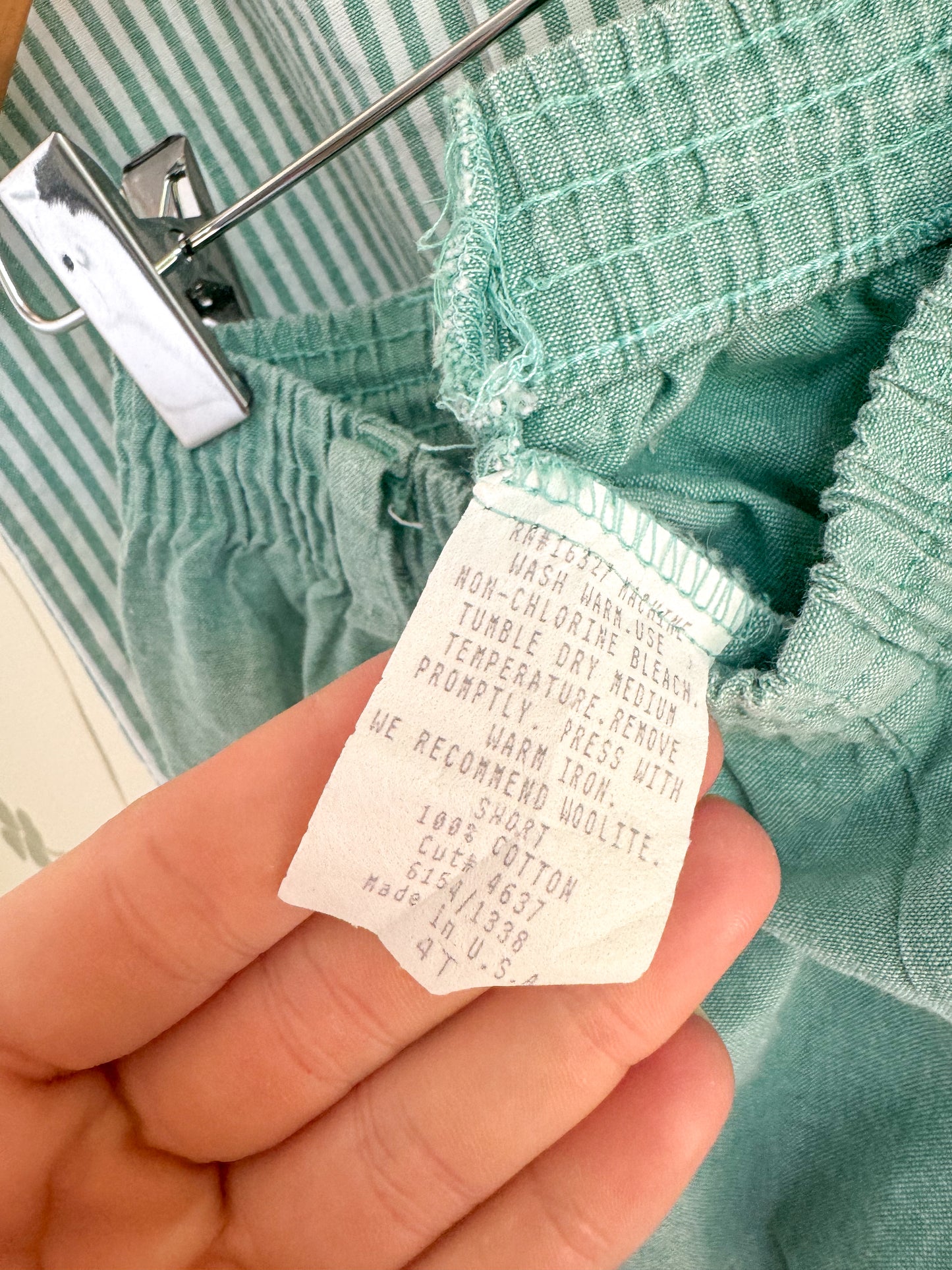 Vintage Green Striped Polo Two-Piece Set - 4/5 Years