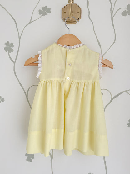 Vintage Yellow Hand-Smocked Swing Top/Dress - 1-2 Years
