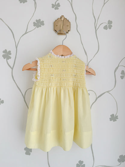 Vintage Yellow Hand-Smocked Swing Top/Dress - 1-2 Years