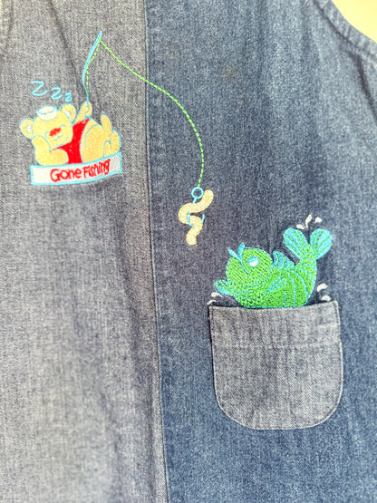 Vintage Fishing Denim Shortalls - 24 Months