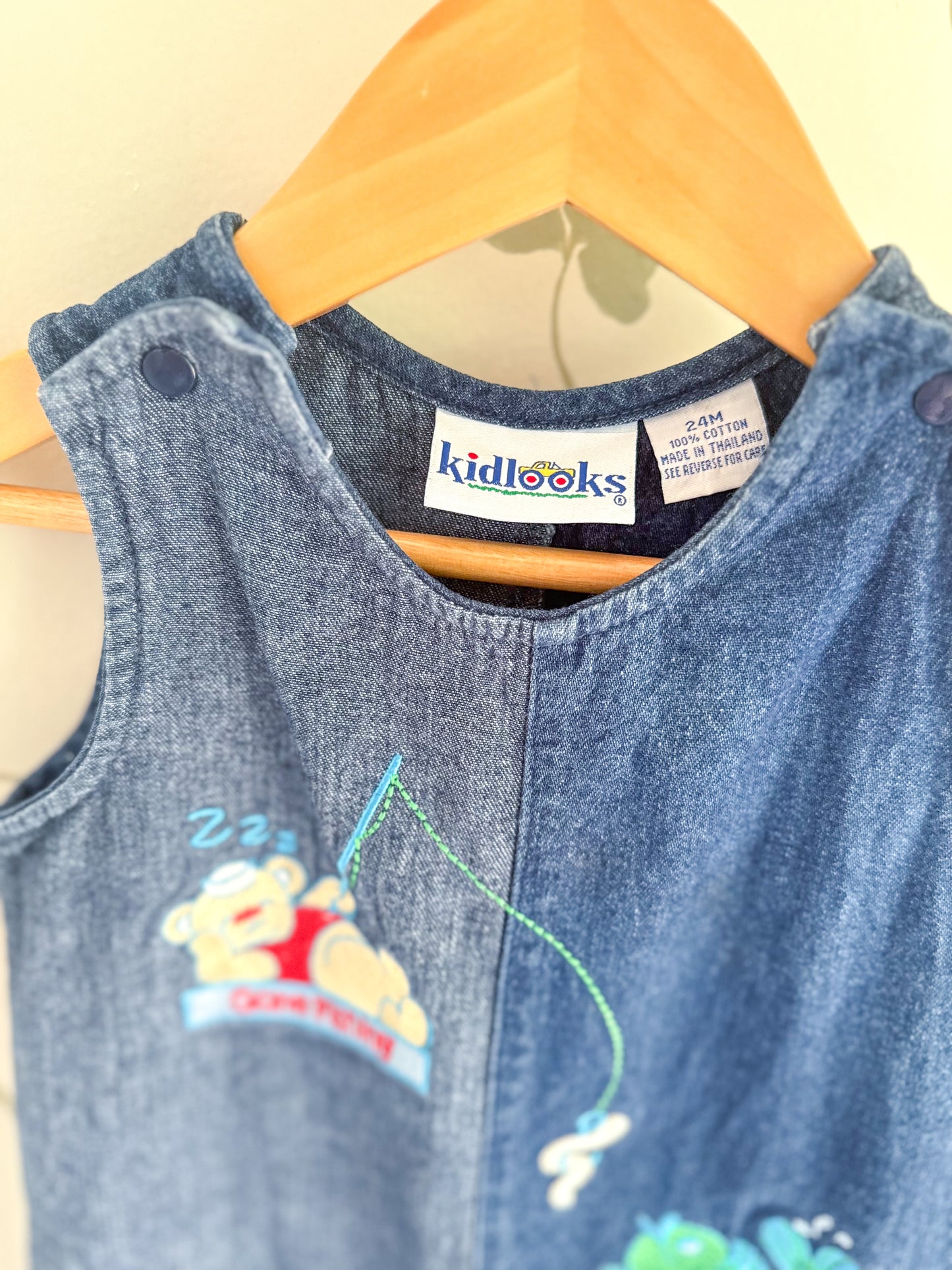 Vintage Fishing Denim Shortalls - 24 Months
